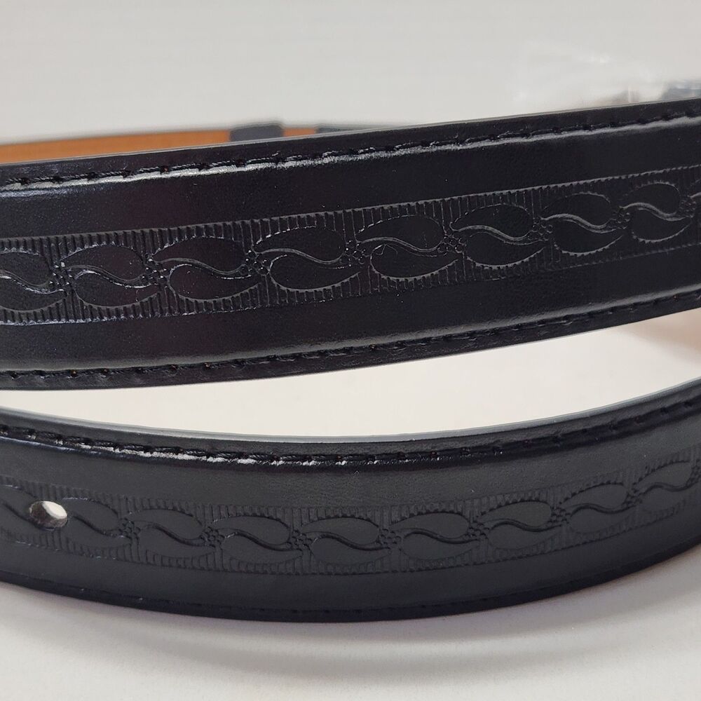 Genuine Black Leather Belt Western Pattern Men’s Size 34-36 M NWT